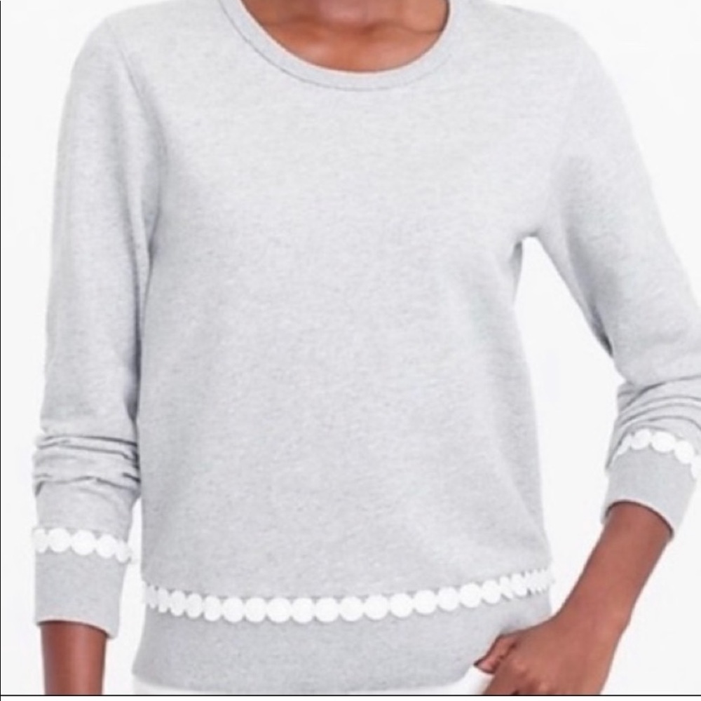 J. Crew Light Gray Sweatshirt with White Scallop Trim
